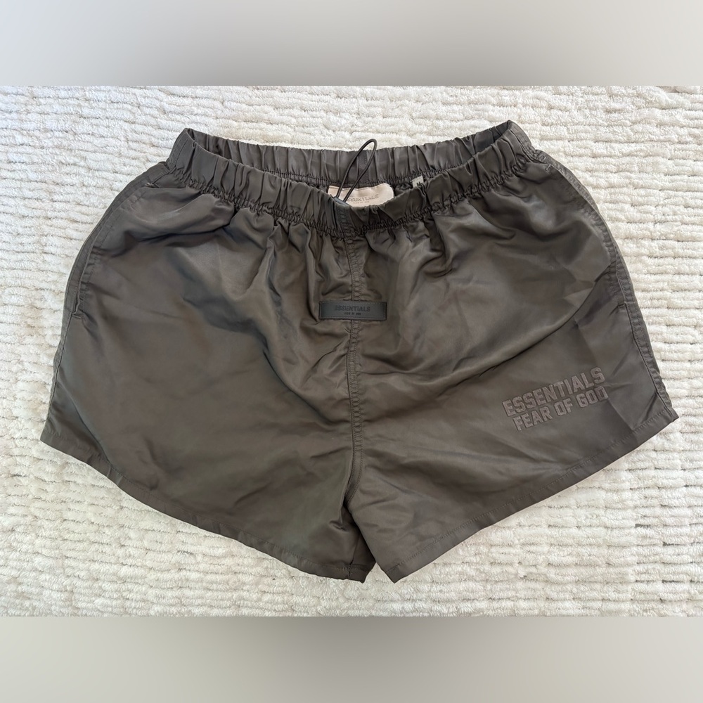 Essentials Dark Olive Drawstring Shorts Size M - image 1